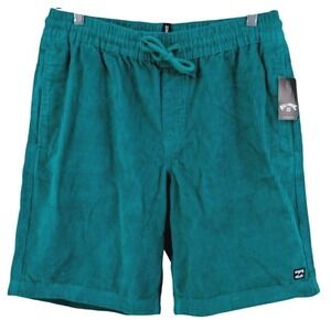 NWT Billabong Shorts Mens Medium Green Mike EW Corduroy Pockets Drawstring